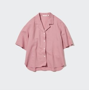 Uniqlo Dusty Pink Short-Sleeve Button-Down Shirt